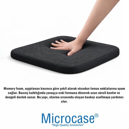 Microcase Ortopedik Memory Foam Nefes Alabilen Kumaş Oturma Minderi 40x40x4 CM AL5518