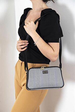 Silver  Polo Siyah Beyaz - Siyah NV899 Kadın Çapraz Çanta
