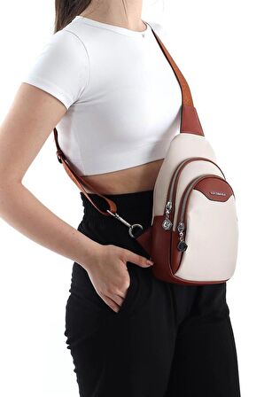 Silver  Polo Bej - Taba NV959 Kadın Bel Çantası