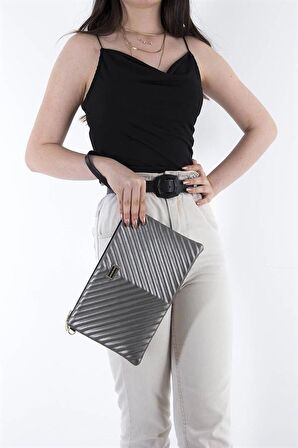 Silver  Polo Platin - Platin NV1034 Kadın Portföy  Clutch