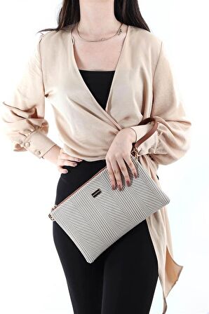 Silver  Polo Bej - Taba NV1034 Kadın Portföy  Clutch