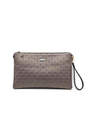 Silver  Polo Platin - Siyah NV1034 Kadın Portföy  Clutch