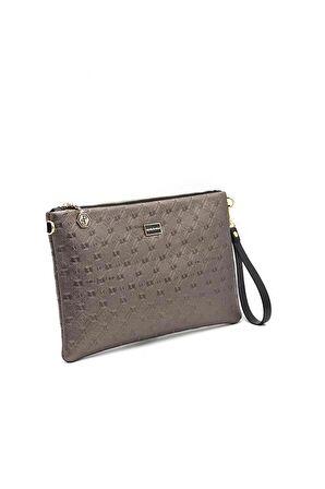 Silver  Polo Platin - Siyah NV1034 Kadın Portföy  Clutch