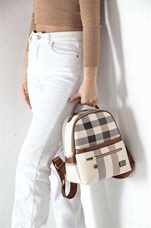 Silver  Polo Krem - Taba NV1061 Kadın Sırt Çantası
