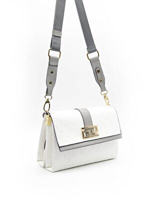 Silver  Polo Beyaz - A.gri NV1009 Kadın Çapraz Çanta