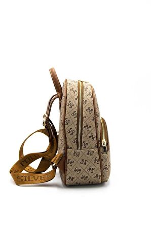 Silver  Polo Koyu Bej  - Taba NV945 Kadın Sırt Çantası