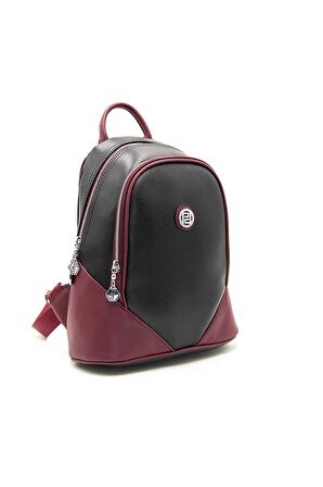 Silver  Polo Siyah - Bordo NV1112 Kadın Sırt Çantası