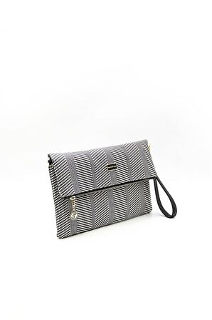 Silver  Polo Siyah Beyaz - Siyah NV1134 Kadın Portföy  Clutch