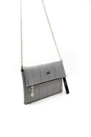 Silver  Polo Siyah Beyaz - Siyah NV1134 Kadın Portföy  Clutch