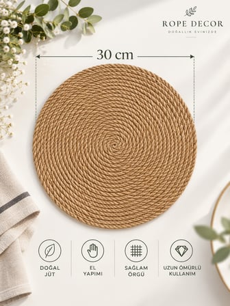 30cm 4 kişilik amerikan servis / tabak altlığı / supla seti/hasır supla/servis altı supla/sunum seti