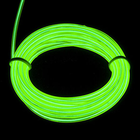 EL Wire Neon İp Led - Yeşil (3m) Standart