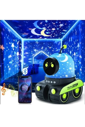 Robot Spacewalker LED Projeksiyonlu Gece Lambası Bluetooth Hoparlör Night Light Projector