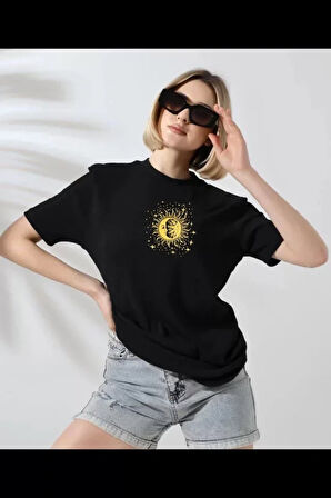 SUPPLİERBY Unisex Bisiklet Yaka Baskılı T-Shirt - Siyah