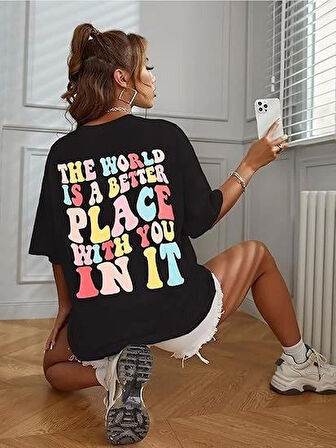 SUPPLİERBY Bisiklet Yaka Baskılı T-shirt - Siyah