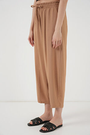 SUPPLİERBY 6591 Dokuma Şalvar Pantolon - Camel