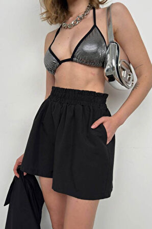 SUPPLİERBY Oversize Gömlek Büzgülü Şort Takım