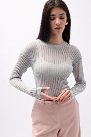 SUPPLİERBY Fitilli Transparan Bluz