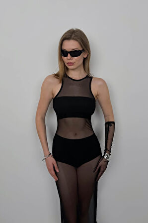 SUPPLİERBY Yüzücü Yaka Maxi Tül Elbise