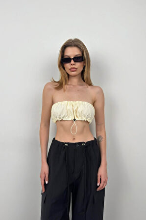 SUPPLİERBY Lastik Detay Straplez Crop