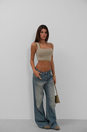 SUPPLİERBY Tek Omuz Crop Bluz