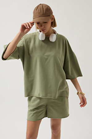 SUPPLİERBY Oversize Lazer Kesim Bisiklet Yaka T-Shirt