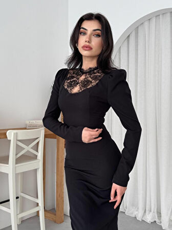 SUPPLİERBY Port Dantel Detay Elbise