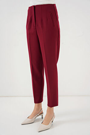 SUPPLİERBY 6650 Yüksek Bel Kumaş Pantolon - Bordo