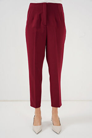 SUPPLİERBY 6650 Yüksek Bel Kumaş Pantolon - Bordo