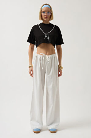 SUPPLİERBY Baskılı Crop T-Shirt