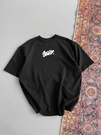 SUPPLİERBY Baskılı Oversize T-shirt - Siyah