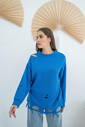 SUPPLİERBY Mavi Lazer Kesim Bluz
