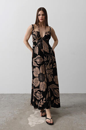 SUPPLİERBY ASKILI VİSCON ELBİSE - Siyah