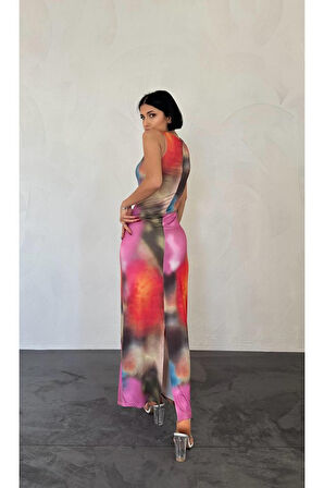 SUPPLİERBY Bej Batik Desenli Elbise