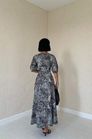 SUPPLİERBY Haki Önü Düğmeli Kalp Yaka Elbise