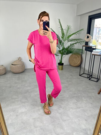 SUPPLİERBY Kadın Bisiklet Yaka Paça Pensli Aerobin Kumaş İkili Takım