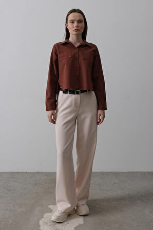 SUPPLİERBY Kemerli Palazzo Pantolon - Pudra