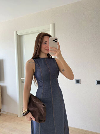 SUPPLİERBY Jeans Kot Uzun Elbise - Lacivert