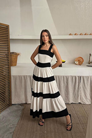 SUPPLİERBY Bej Arkası Fiyonklu Keten Elbise