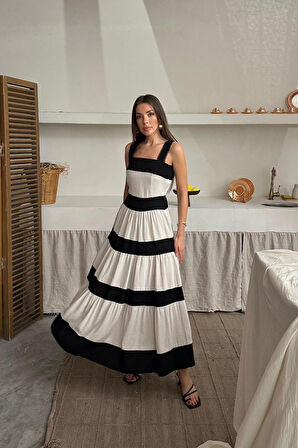 SUPPLİERBY Bej Arkası Fiyonklu Keten Elbise