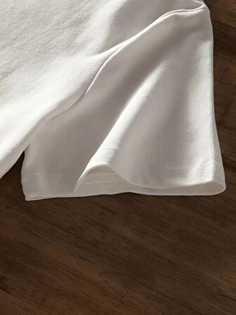 SUPPLİERBY Baskılı Oversize Bisiklet Yaka T-shirt - Beyaz