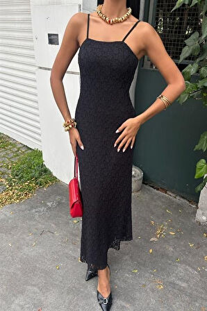 SUPPLİERBY Askıları Ayarlanabilir Örme Dantel Elbise 2879