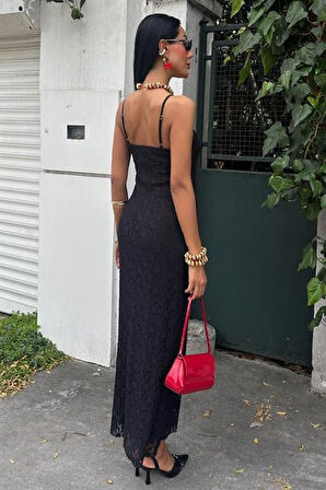 SUPPLİERBY Askıları Ayarlanabilir Örme Dantel Elbise 2879