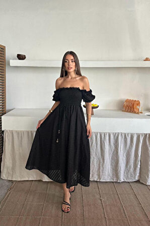 SUPPLİERBY Siyah Gipeli Brode Elbise