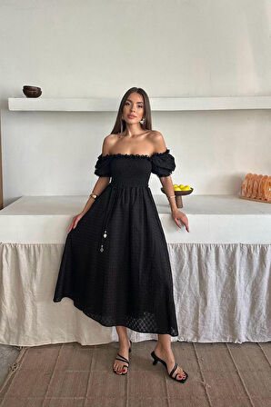 SUPPLİERBY Siyah Gipeli Brode Elbise