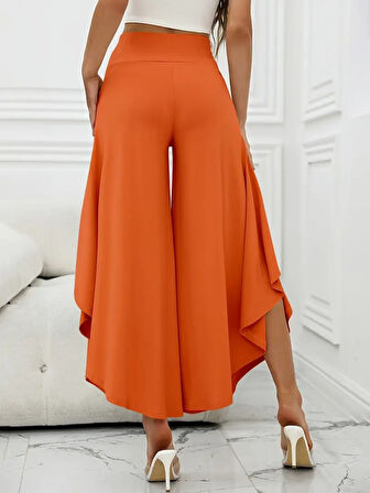 SUPPLİERBY Kadın Yüksek Belli Geniş Paçalı Yanlardan Açık Sandy Pantolon