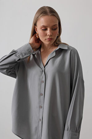 SUPPLİERBY Geniş Manşet Detaylı Gömlek - Gri