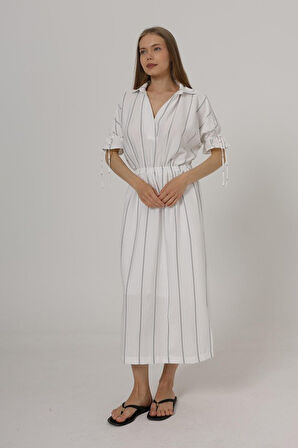 SUPPLİERBY Beli Lastikli Elbise - Beyaz