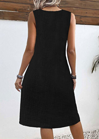 SUPPLİERBY Kadın Askılı V Yakalı önden Düğmeli Narin Elbise