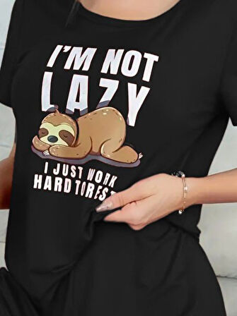 SUPPLİERBY Kadın Kısa Kollu Bisiklet Yaka Baskılı Viskon Bluz Ve şort Ikili Takım