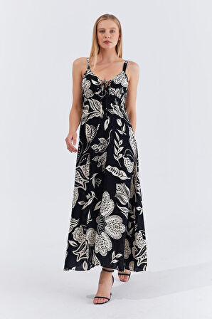 SUPPLİERBY Askılı Viscon Elbise - Siyah